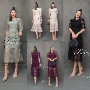 LX Organza sweetest ThiNg เดรสผ้าปัก ผ้าออแกนซ่าปักลายดอก สวยหวาน มีซับใน ชายกระโปรงซีทรู มีสายโบว์ผูกเข้าเอวได้