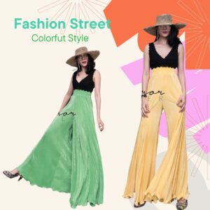 (นางแบบ ใส่ ชุด ขาย) colorful Wide pleat Pants กางเกงพลีท กางเกงอัดพลีท ขาบานพริ้ว ได้ใจแน่นวน เนื้อผ้าพรีเมียมทิ้งทรง