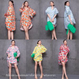 FW SummER BlooM FloWeR LoNg ShirT เสื้อสงกรานต์ เดรสสั้น เสื้อตัวยาวลายดอก เสื้อเชิ้ตลายดอก เสื้อลายดอกสีสด สวยเริ่ด