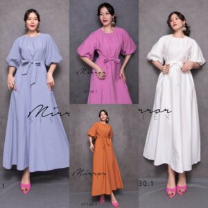 v2 Infinite LoveLy Puffy Maxi DresS แม็กซี่เดรส สวยลุคเรียบผู้ดี เดรสแขนพอง ยาวทรงเอช่วงคอจับย่นเบาๆเพิ่มวอลุ่ม