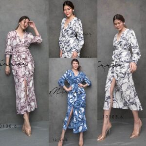 (NEWspecialPrice) SX GP Chaos OF MarBle DresS เดรสเข้ารูป สุดเป๊ะ เดรสลายหินอ่อน คอวี ต่ออก