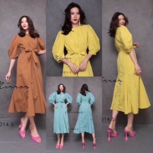 (NEWspecialPrice) V3 TokyO FishTail DreSS เดรสแขนพอง ทรงเก๋ เดรสหางปลา ชายต่อผ้าจับย้วยปลายบานนิดๆทรงหางปลา