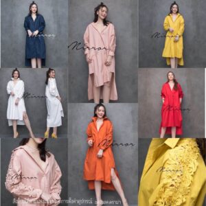 SM IN FashioNaBle ShiRt DreSS เดรสสวยสมาร์ท เดรสเชิ๊ต สุดชิค เดรสเชิ๊ตหน้าสั้นหลังยาว เดรสแขนแต่งลูกไม้ ซีทรูดอกนูน