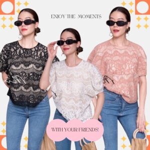 (นางแบบ ใส่ ชุด ขาย) v1 Grazier SweeT LaCE Top เสื้อลูกไม้ ดีเทลแขนพองสวย ความยาวกำลังดี แพทเทรินน่ารัก