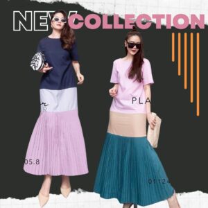 (นางแบบ ใส่ ชุด ขาย) Milan Trio Pleat Dress เดรสยาว ชายพลีท แม็กซี่เดรส เรียบเก๋ดีไซน์สวยผ้าลินินต่อผ้าพลีทพริ้วๆ สลับ