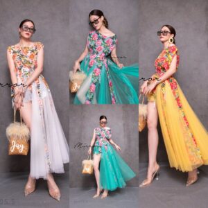(นางแบบ ใส่ ชุด ขาย) Flower Pretty TuTu Top พร้อมเข็มขัด เสื้อลายดอก ฟรุ้งฟริ้ง สวยฉ่ำ ชายข้างยาวต่อผ้ามุ้ง ใส่ไปทะเล