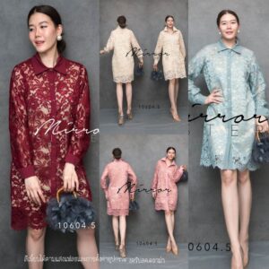 (PROMOTION) V2 SW Neatly LacE Shirt Dress เดรสสั้นผ้า ลูกไม้ เก๋ดูดียกให้ ชุดนี้เลยจ้า เดรสลูกไม้ปกเชิ้ต เดรสลูกไม้