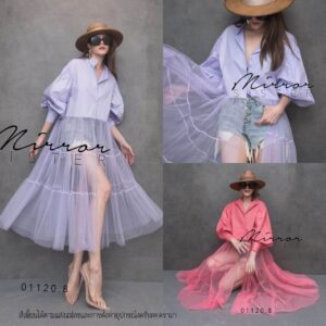 v1 งานตามหา FoRgeT mE NoT SeethrougH LonG ToP เสื้อฟรุ้งฟริ้ง เสื้อชายผ้าโปร่ง บานสวิง แขนพองนิดๆ เสื้อชายผ้ามุ้ง ซีทรู
