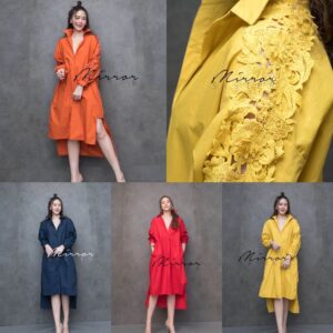 (NEWspecialPrice) v2 IN FashioNaBle ShiRt DreSS เดรสเชิ้ต สุดชิค เดรสเชิ้ตหน้าสั้นหลังยาว เดรสแขนแต่งลูกไม้ ซีทรูดอกนูน