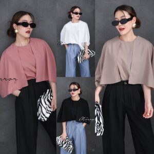 (นางแบบ ใส่ ชุด ขาย) Cupid Wing BLoUSE เสื้อลุคเก๋ ดูดี ดีไซน์ผ้าซ้อนคลุมไหล่ และแขน แต่งง่ายใส่สบาย เนื้อผ้าดีไม่ร้อน