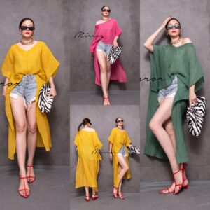 Color Lover BEACH Top เสื้อตัวยาว ทรง หน้าสั้นหลังยาว คอวีแขนค้างคาว สวยเก๋ ไปเที่ยว เสื้อไปคาเฟ ไปทะเล ได้ทุกทริป