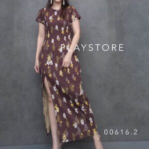 v1 FW So Vintage MiniBlooM FittinG Maxi DreSS เดรสยาวลายดอก เดรสทรงสอบ ผ่าหน้า เดรสหุ่นเพรียว ลายดอกสวยเก๋
