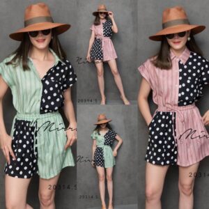 (NEWspecialPrice) v1 FusioN stripe dot SeT iN HolidaY ชุดเซ็ทสองชิ้น ฟิวชั่นผสานลายริ้วกับจุดได้อย่างลงตัว ชิคๆ ชุดเซ็ต