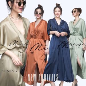 (PROMOTION) X BrilliaNt MinD ViVaVi SatiN DreSS เดรสซาติน ผ้าเงาสวย เดรสไปงาน เดรสทรงหลวม เดรสคอวีปกไขว้ เดรสแขนระบาย