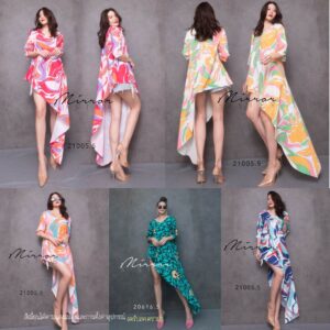 GP V2 VictoriA FloweRs SLoPE LonG ToP เสื้อชายยาว เฉียงข้างนึงสุดเก๋ เสื้อลายดอกไม้ กราฟฟิก เสื้อสีสันสดใส ใส่ถ่ายรูป