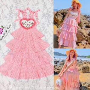 (ถ่ายจากสินค้าขายจริง) Sweetheart LayeR DreSS เดรสขนมชั้น เดรสสีหวาน เดรสลายสก็อต อกแต่งหัวใจหวานละมุน สวยเก๋