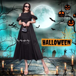 มีหลายสี (Halloween PROMOTION) HW (นางแบบ ใส่ ชุด ขาย) V2 Aeya Yaya Doll off shoulder DreSS เดรสสีดำ เดรสเว้าไหล่