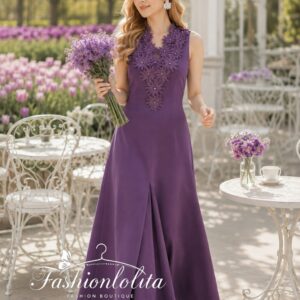 ⚡⚡ SALEต่ำกว่าทุน⚡⚡ So iN LovE Maxi Dress เดรสยาวทรงเอ จับจีบสวย สีม่วงลุคคุณนาย หรู เรียบ แต่สะดุดตาทุกมุม