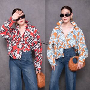 (นางแบบ ใส่ ชุด ขาย) VaL chess Heart VALeNTiNe Top เสื้อเชิ้ต ลายหัวใจ ตาราง ทรงปล่อย ทรงเบสิค ใส่ง่าย สวยชิคๆ ผ้าทอลาย