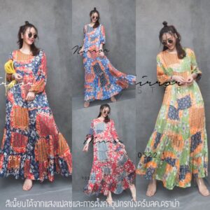 Boho Gypsy Dress เดรสโบฮีเมียน เดรสยาว ผ้าลายสไตล์บาหลี ผ้าพริ้ว มีซับในชายบานสวย ชุดเดรสผู้หญิง ที่ลงตัวนาทีนี้