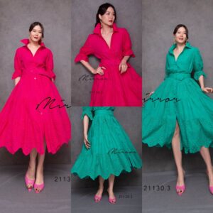 (MegaSALE) V2 SweeT SmarT Embroidery ShirT DreSs เดรสเชิ้ต พร้อมเข็มขัด เดรสลูกไม้ผ้าฉลุ เดรสชายบาน กระดุมผ่าหน้า