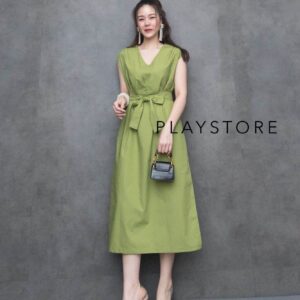 (Last chance) V2 V Twist ClassiC DreSS เดรสแขนกุด เดรสคลาสสิค เดรสคอวี ช่วงอกจับทวิสดูมีมิติ พร้อมสายผูกเอว