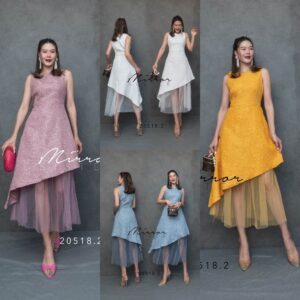 (MegaSALE) V3 LuxurY SuiTe SlopE DreSS เดรสแขนกุด เดรสผ้าทอลาย ดอกนูน ผ้ามี texture สวยเก๋ เดรสชายเฉียง ดีไซน์ชายเฉลียง