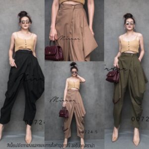 CH JunGLe NatuRe HareM PanTs กางเกงฮาเร็ม กางเกงทรงเก๋ เอวป้าย จับทวิสจีบๆสุดเท่ มีกระเป๋าล้วง ผ้าลินินผสม เนเจอร์สุดๆ