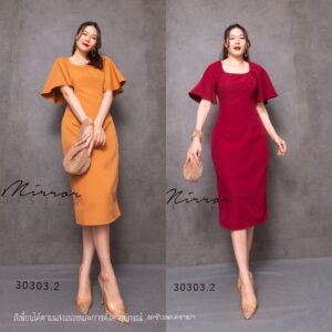 SM SunseT on SkY CEO DreSS เดรสทรงสอบ สวยเก๋ แขนระบาย เอวเข้ารูป สวยสมาร์ท ใส่ได้ทุกกาลเทศะ เดรสผ่าหลัง เดินสะดวก