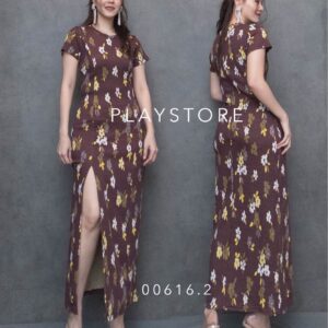 FW SX MiniBlooM FittinG Maxi DreSS เดรสยาวลายดอก เดรสทรงสอบ ผ่าหน้า เดรสหุ่นเพรียว ลายดอกสวยเก๋