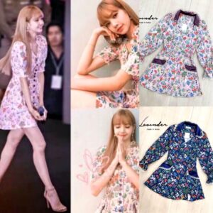 (ภาพจากชุดจริง) Garden sweet srs Dress ป้าย lavender เดรสลายดอก เล็กน่ารักลายเดียวกับสาวลิซ่า เดรสสั้นแขนยาว