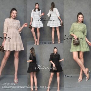 FW FemininE In her LacE DreSS ไปคาเฟ่น่าร้าก เดรสลูกไม้ เดรสสั้นสวยหวาน น่ารักน่าเอ็นดู กระโปรงบานระบาย