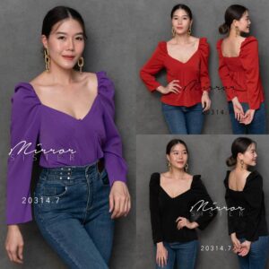 ซื้อ 2 ตัว ลดเพิ่มอีก แจกโค้ดลด 29 บาท Sexy Look เสื้อคอห้าเหลี่ยมแซ่บแมทช์ง่าย TaLLuLaH Top by MirrorSister