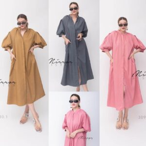 v1 X Freetime Loose FLuffy DReSS เดรสแขนพอง กระดุมผ่าหน้า คอจีนใส่สบาย เดรสทรงหลวม แพทเทิร์นเรียบเก๋ มีกระเป๋าล้วงได้