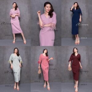 FreedOm ForeveR FeatheR x Pencil DreSs เดรสCEO เดรสทรงสอบ เดรสคอวี ต่ออกแขนค้างคาว สวยสมาร์ท สวยเพรียว