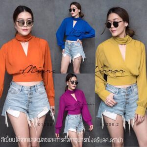 Beauty Choker SexY tOp เสื้อทรงเริ่ด เสื้อสีสด ช่วงอกแต่งเจาะคอวีสามเหลี่ยมเซ็กซี่เบาๆ