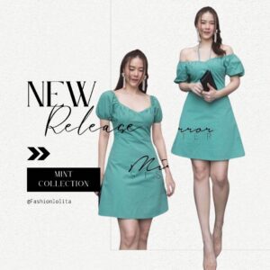 (MegaSALE) V2 ZazaSweetSeed Mint Mini Dress เดรสแซ่บ เบาๆ มินิเดรส ใส่ได้หลายแบบใส่เป็น เดรสปาดไหล่ เดรสแขนตุ๊กตา