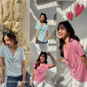 Gliiter Pastel Top เสื้อแขนสั้น เสื้อคอถ่วง เสื้อคอย้วย เสื้อวิบวับ เสื้อผ้าวิ้ง เสื้อผ้ากลิตเตอร์ ดีไซน์คอถ่วงย้วยสวย