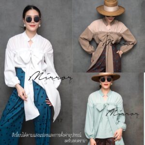 Mirror Sister V2 Grande GranD Bow ToP เสื้อซีทรู ช่วงอก เสื้อโบใหญ่ ดีเทลเก๋สุดปัง ใส่สบาย ทรงสวย แมชง่าย งานดี
