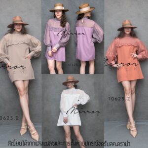FW Seethrough Asafaa Min DreSs มินิเดรสทรงเรียบง่าย เก๋ด้วยดีเทลผ้าบางซีทรู แต่งระบาย แขนพองเบาๆ ใส่ได้บ่อย