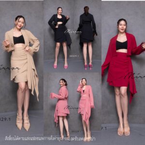 SX FreedoM FeatheR SexY SeT ชุดเซ็ท เซ็ตฟรุ้งฟริ้ง เซ็ตเสื้อกระโปรงแต่งขนนก เสื้อเบลเซอร์ทรงครอป มีกระดุมช่วงเอว