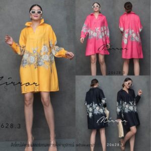 FW V1FloweR BlooM On Your DaY DreSs เดรสคอปก เดรสเชิ้ต เดรสพิมพ์ลายดอกไม้ สวยหวาน เดรสทรงหลวม เนื้อดีใส่ได้ทุกวัน