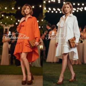 (นางแบบ ใส่ ชุด ขาย) เดรสเชิ้ตทรงหลวม ดีไซน์เก๋แบบสาวเกาหลี ใส่แล้วดูตัวเล็ก น่ารักแบบไม่ต้องพยายาม