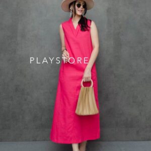 (Lastchance) V1 V ClassiC SeA Beach Maxi DReSs เดรสยาว แม็กซี่เดรส เดรสคอวี แขนกุด เรียบคลาสสิก ใส่แล้วหุ่นดี