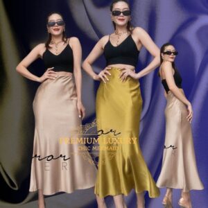 Magic Mermaid Metalica Satin Skirt กระโปรงซาตินทรงหางปลา สวยเสกได้!! เนรมิตให้หุ่นดูสวยเพรียวขึ้น ด้วยดีไซน์