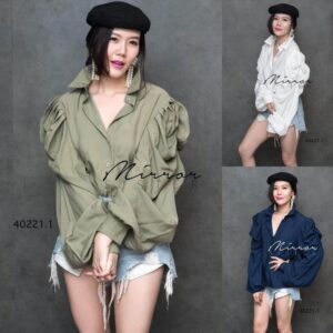 (นางแบบ ใส่ ชุด ขาย) La ELLE Blazer SHiRT เสื้อเชิ้ตแขนพอง ทรงเก๋ ดีเทลแขนขยุ้ม สวยด้วยกิมมิคที่โดดเด่น