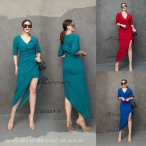 SX A biT oF SexY DreSS เดรสแซ่บๆ แขนสั้น เดรสสั้นทรงสอบ ชายเฉียงยาวข้างนึง เดรสอกไขว้ เข้ารูปทรงสวยเก๋ เฉี่ยวๆ สวยโดดเ