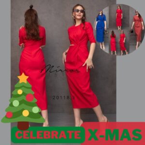(ธีม X-MAS) XM SexY GirL Knot Ty DresS ปั๊วๆ ปังๆ เดรสแซ่บ เดรสเว้าเอว ทรงเข้ารูป สุดเก๋ ช่วงเอวจับ knot เว้าเอว