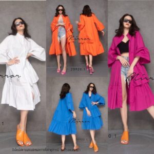 VC ShirT AsyM Loose DreSS on Bright DaY เดรสเชิ้ต เดรสคอจีน ทรงโคร่ง ใส่เป็นเสื้อคลุมได้ เก๋ไปอีกแบบ เดรสทรงหลวม